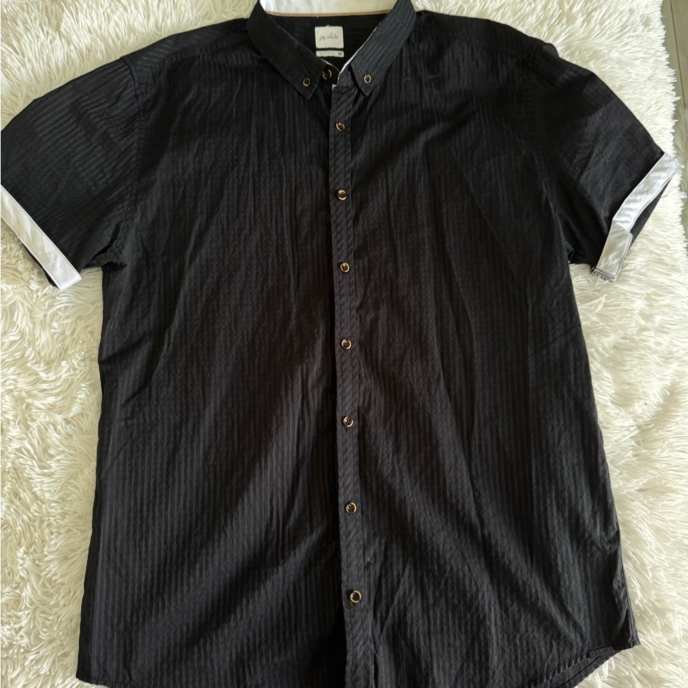 Classic Black Short Sleeve Button Down Shirt